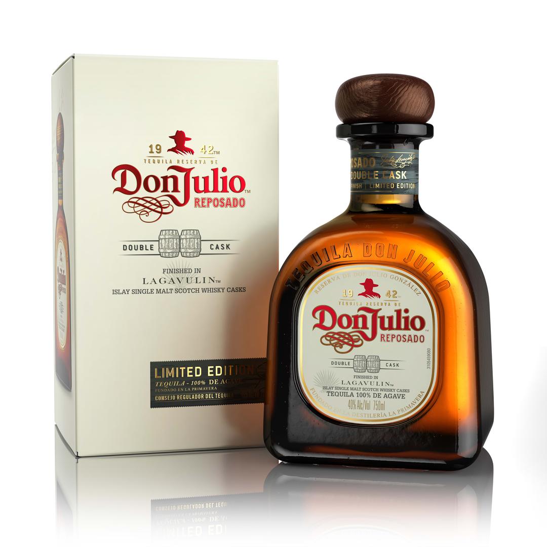 DON JULIO REPOSADO DOUBLE CASK TEQUILA FINISHED IN LAGAVULIN ISLAY SINGLE MALT SCOTCH WHISKY CASKS