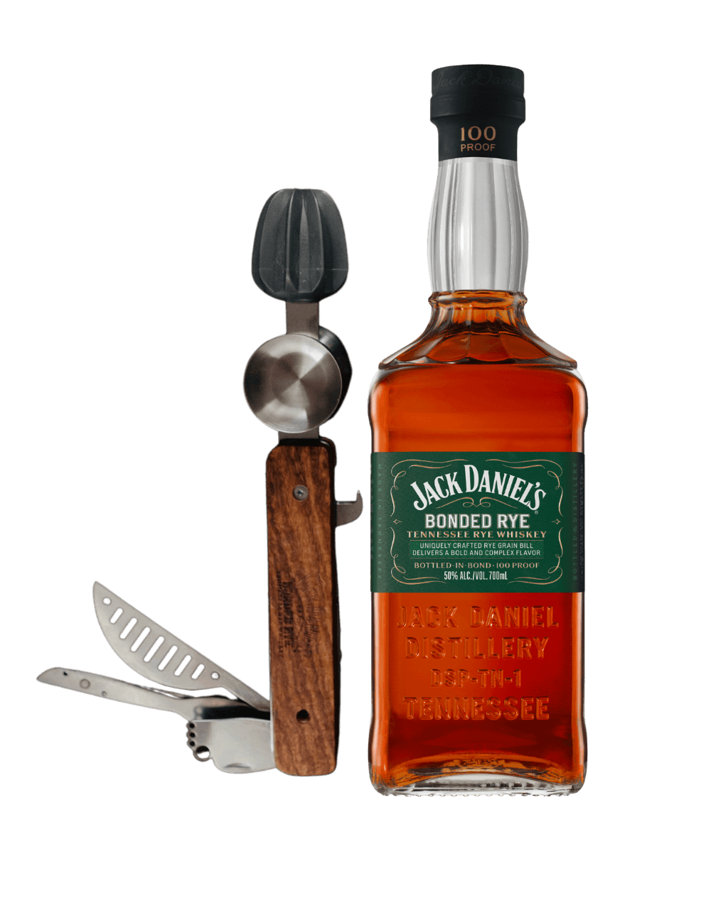 JACK DANIEL'S BONDED RYE WHISKEY WITH MULTI-USE BARTENDER TOOL