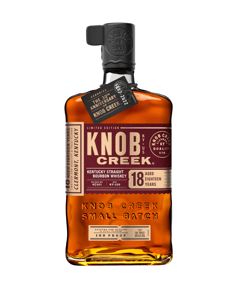 KNOB CREEK 18 YEAR OLD BOURBON WHISKEY