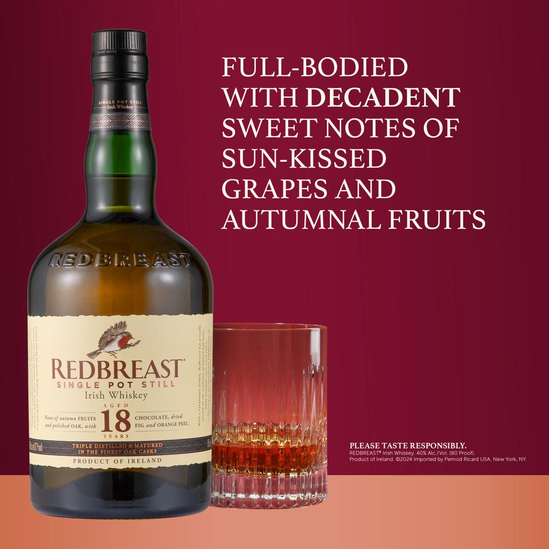 REDBREAST 18 YEAR OLD SINGLE POT STILL IRISH WHISKEY