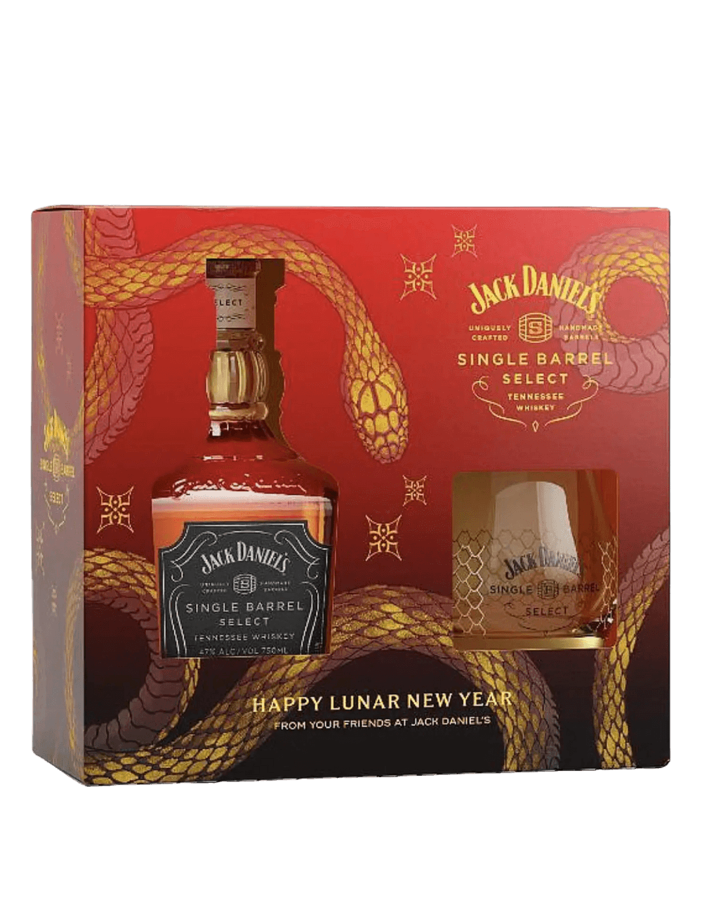 JACK DANIEL'S SINGLE BARREL SELECT TENNESSEE WHISKEY WITH GLASS, LUNAR NEW YEAR 2025