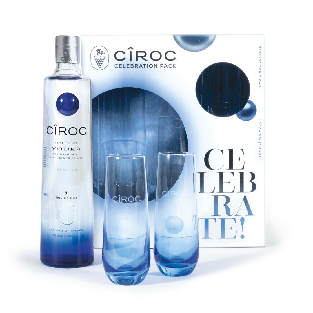 CÎROC ULTRA-PREMIUM VODKA WITH TWO CÎROC GLASSES