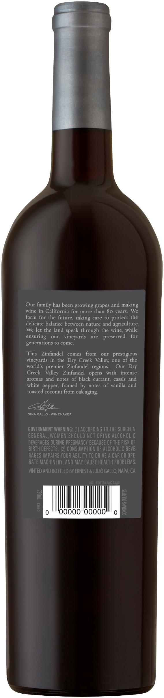 GALLO SIGNATURE SERIES DRY CREEK VALLEY ZINFANDEL RED WINE