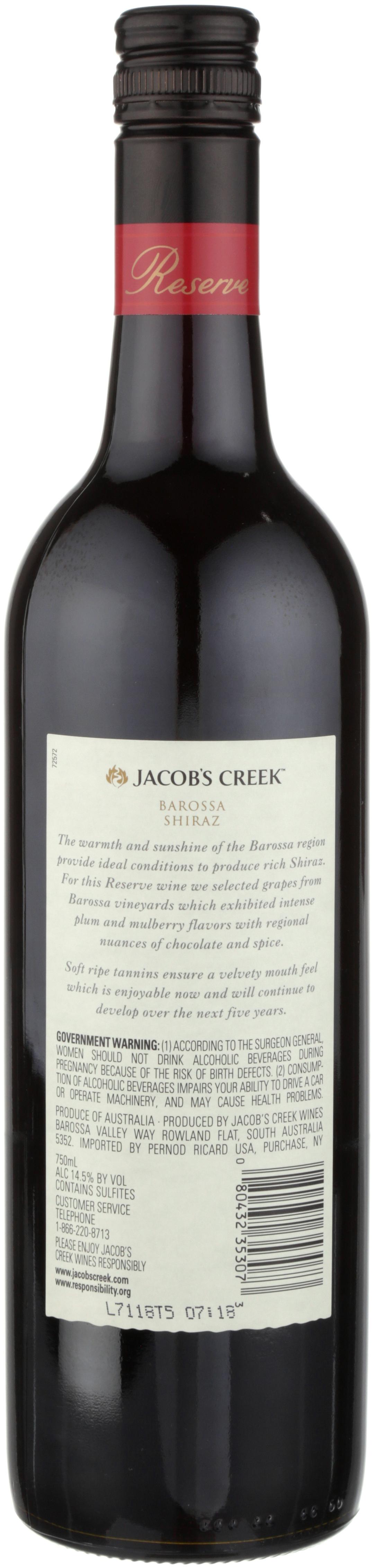 JACOB'S CREEK RESERVE SHIRAZ RED WINE