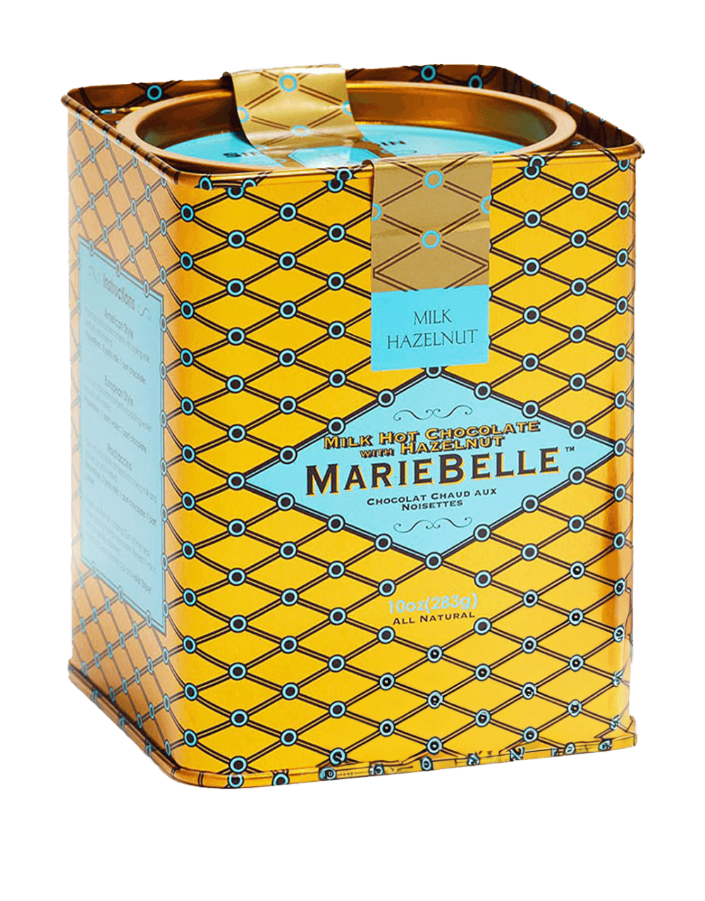 MARIEBELLE MILK CHOCOLATE HAZELNUT HOT CHOCOLATE TIN