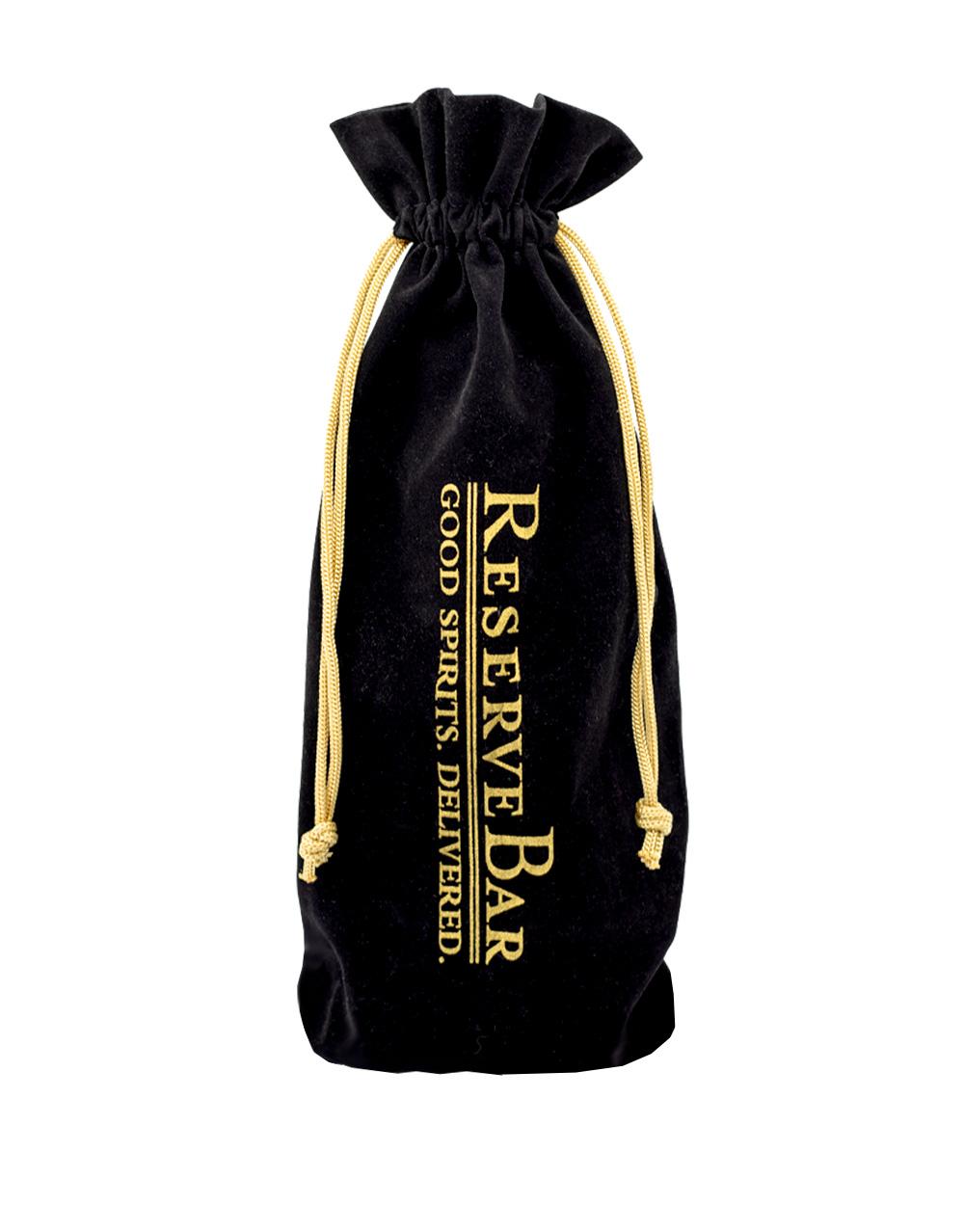 RESERVEBAR BLACK VELVET DRAWSTRING BOTTLE BAG