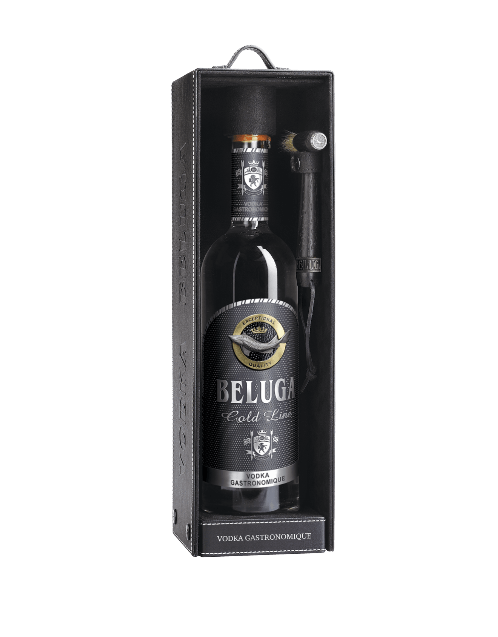 BELUGA GOLD LINE VODKA IN LEATHER GIFT PACK