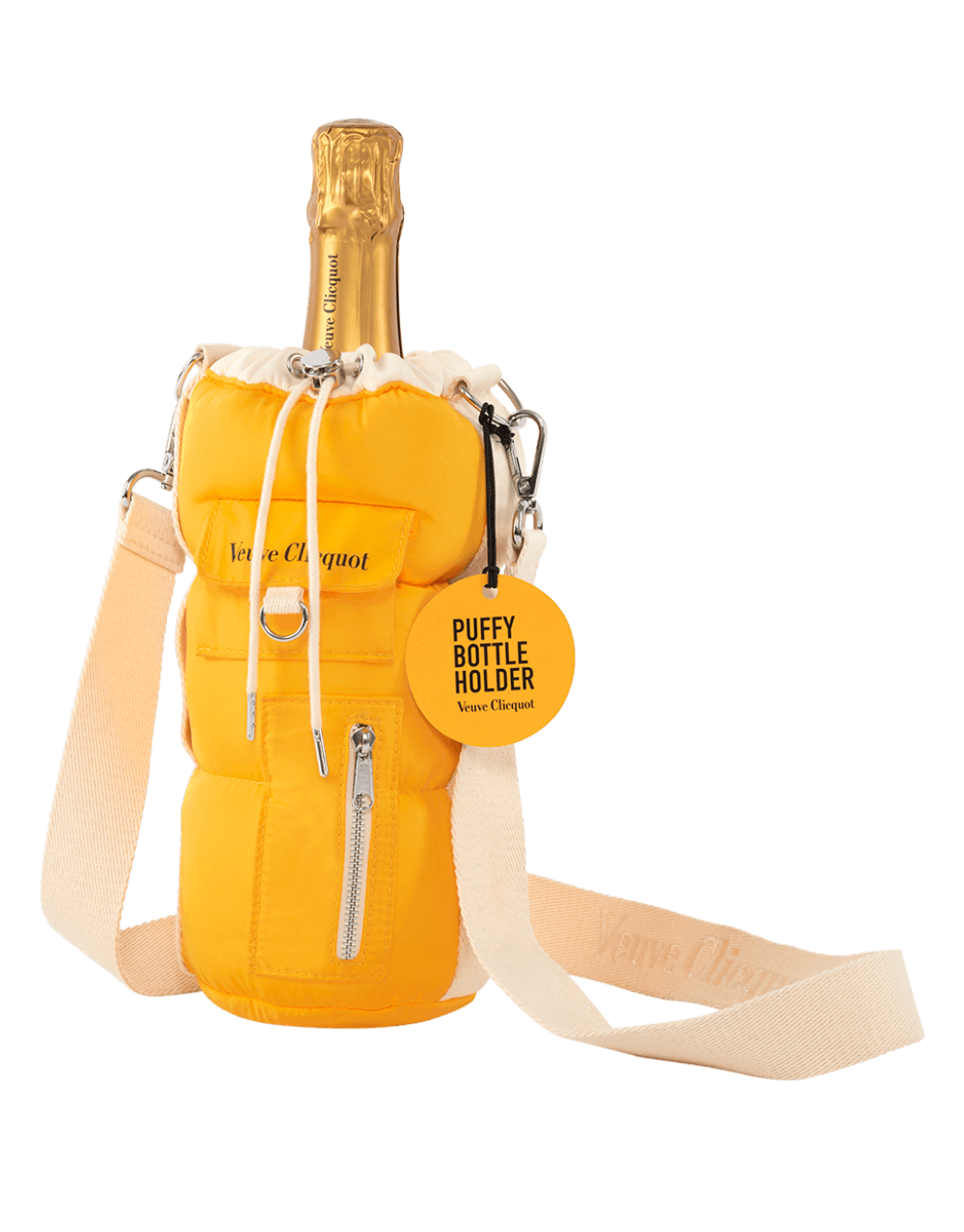 VEUVE CLICQUOT BRUT YELLOW LABEL WITH THE PUFFY BOTTLE HOLDER