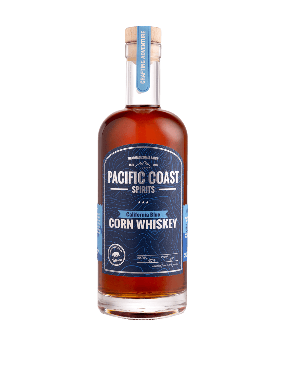 PACIFIC COAST BLUE CORN WHISKEY