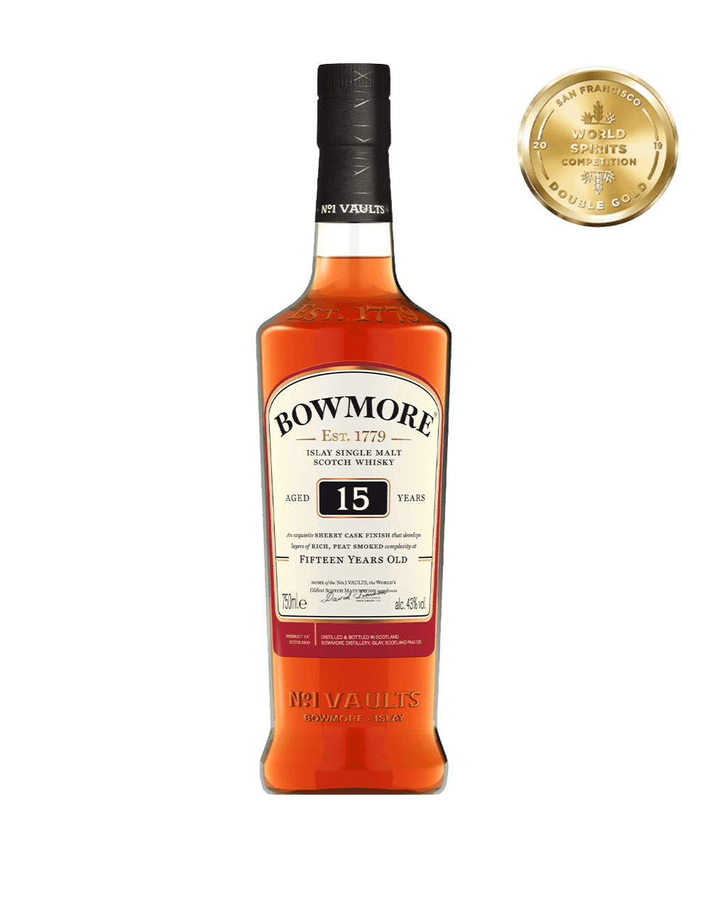 BOWMORE 15 YEAR ISLAY SINGLE MALT SCOTCH WHISKY