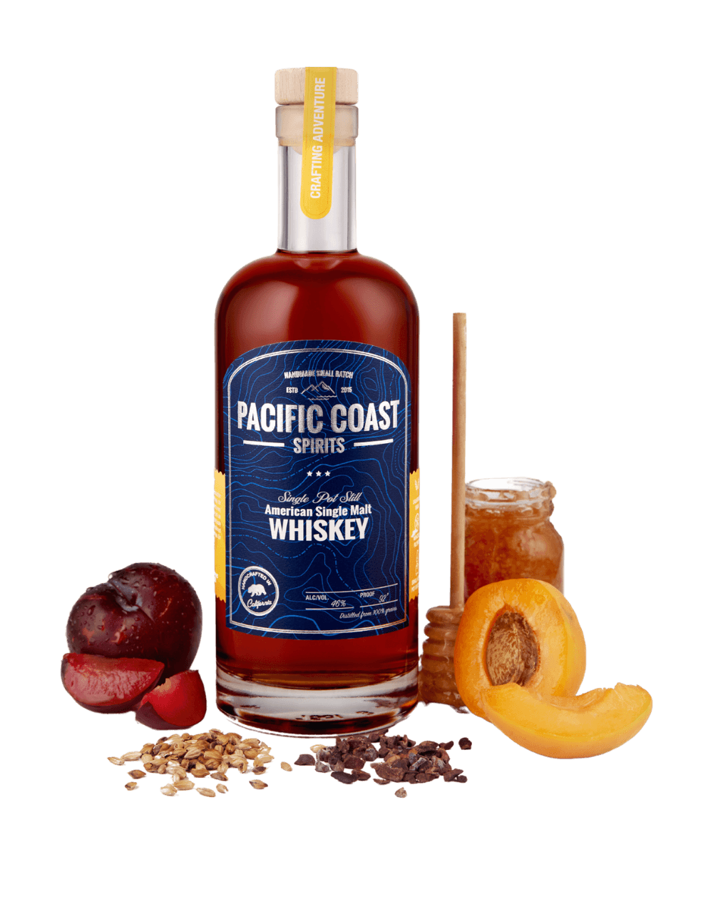 PACIFIC COAST AMERICAN SINGLE MALT WHISKEY - YELLOW LABEL