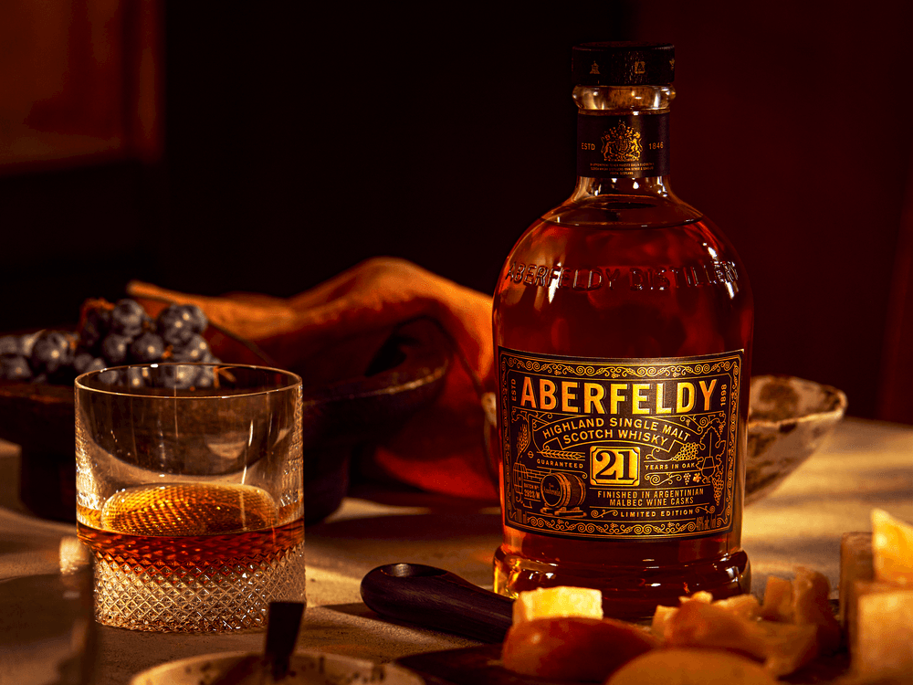 ABERFELDY 21 YEAR OLD LIMITED EDITION ARGENTINIAN MALBEC WINE CASK FINISH SCOTCH