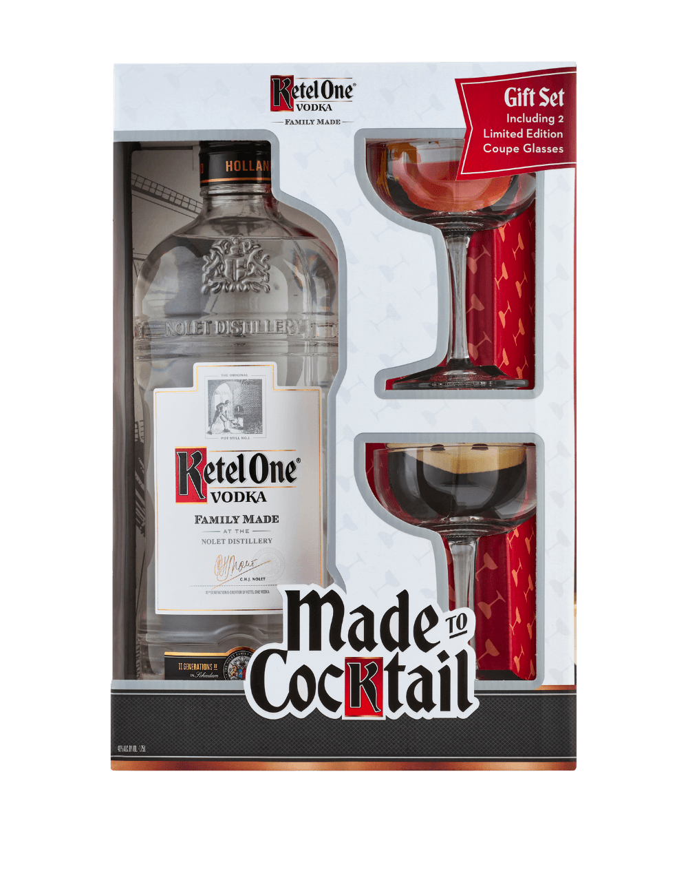 KETEL ONE VODKA WITH 2 COUPE GLASSES