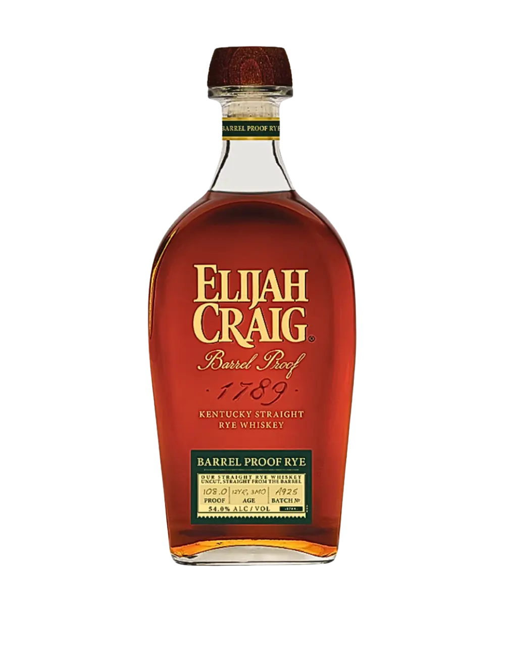 ELIJAH CRAIG 12 YEAR 3 MONTH OLD BARREL PROOF BATCH A925 RYE WHISKEY