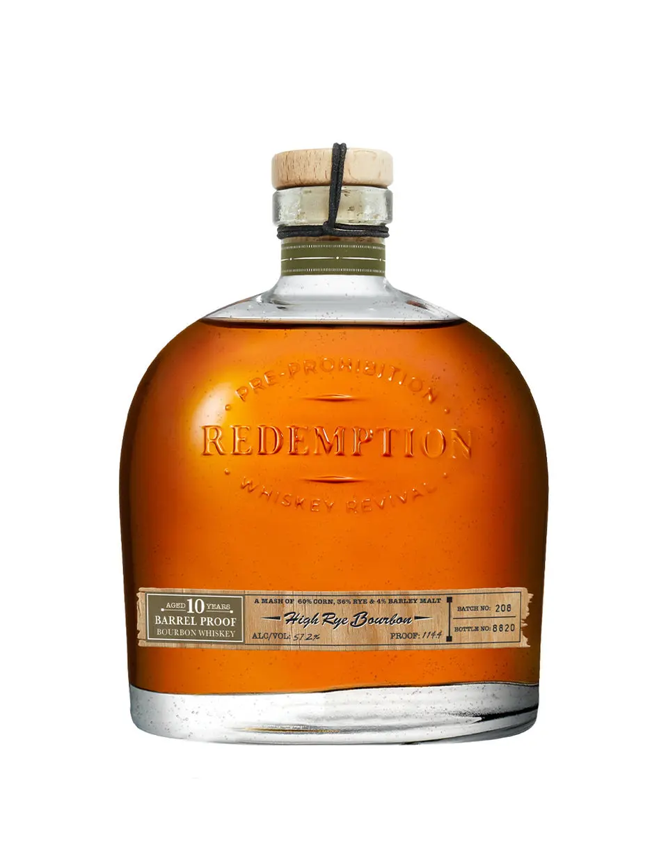 REDEMPTION 10 YEAR OLD BARREL PROOF HIGH RYE BOURBON WHISKEY