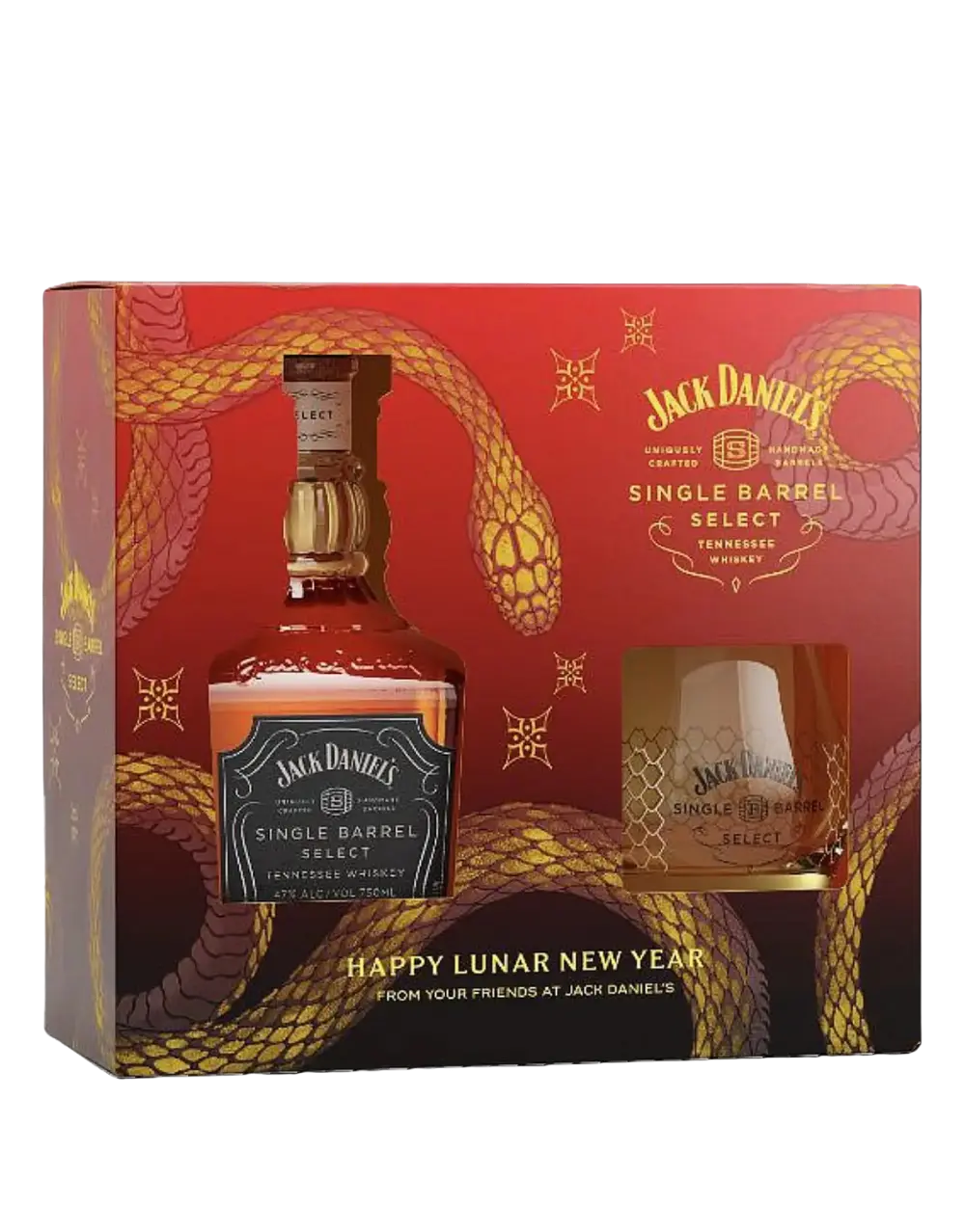 JACK DANIEL'S SINGLE BARREL SELECT TENNESSEE WHISKEY LUNAR NEW YEAR 2025 WITH GLASS