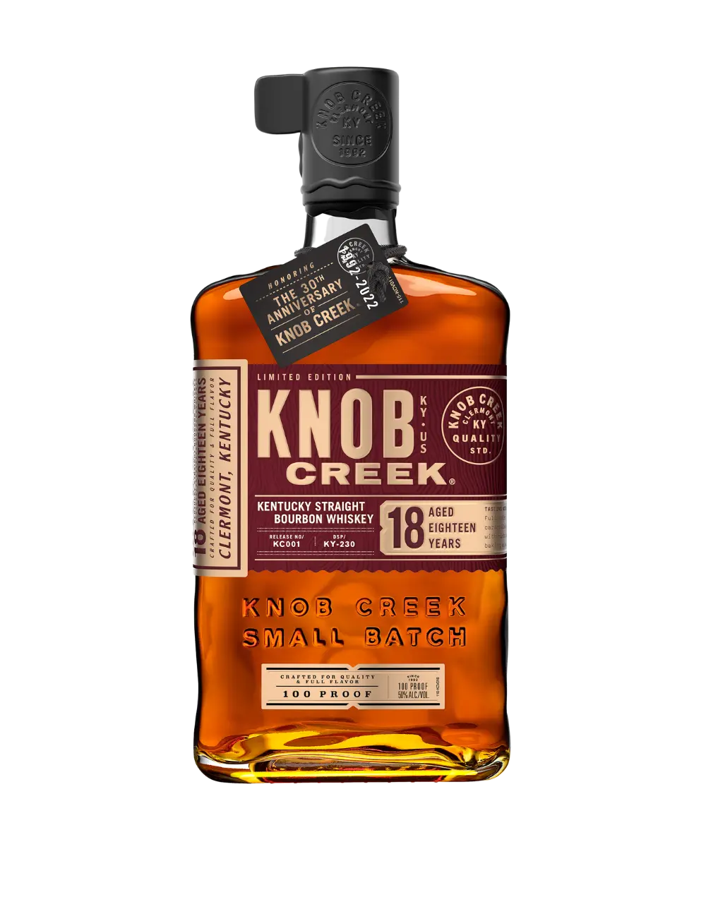 KNOB CREEK 18 YEAR OLD BOURBON WHISKEY