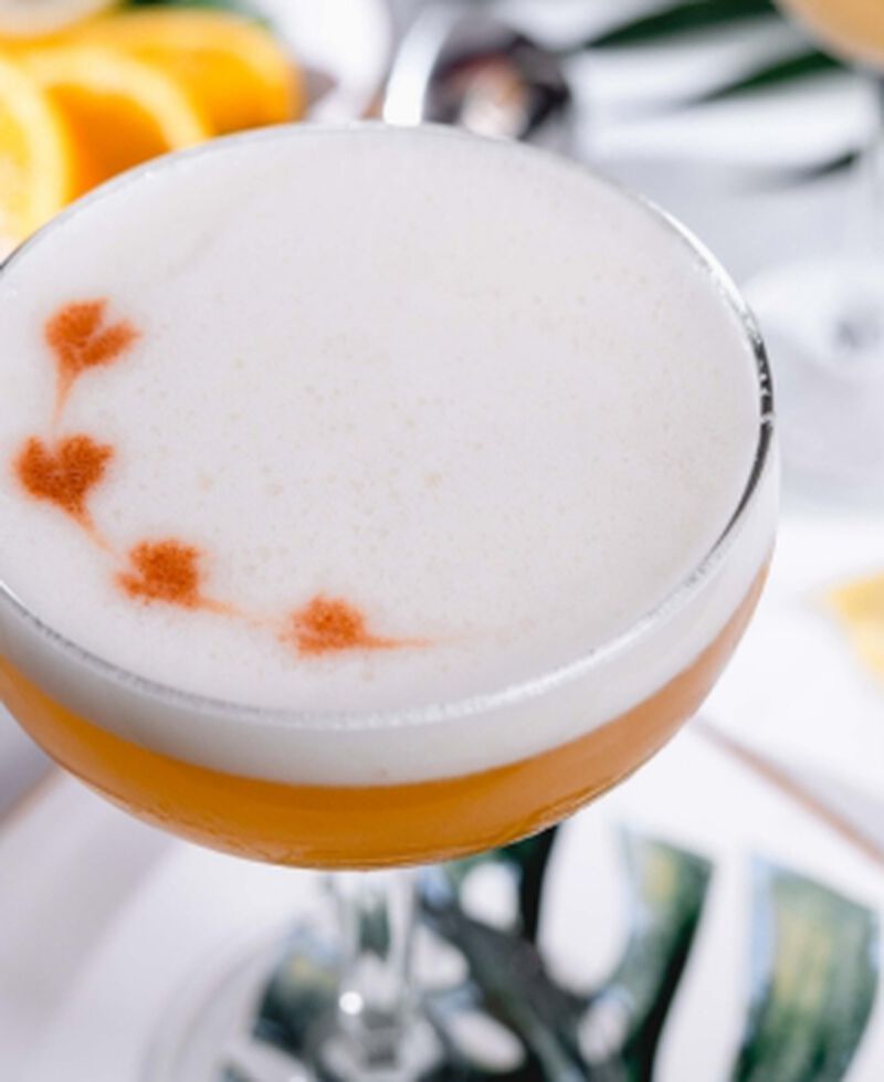 A cocktail made using egg whites