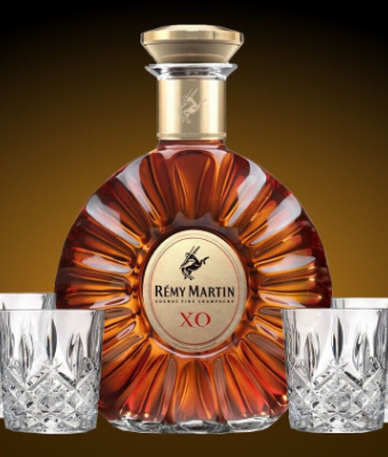 Rémy Martin XO with 4 Markham Marquis by Waterford Double Old Fashioned Glasses