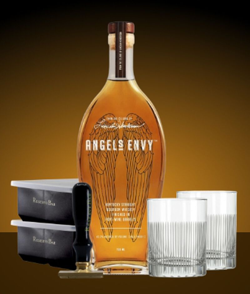 Angel's Envy Bourbon Finished in Port Barrels with The Perfect Rocks Set